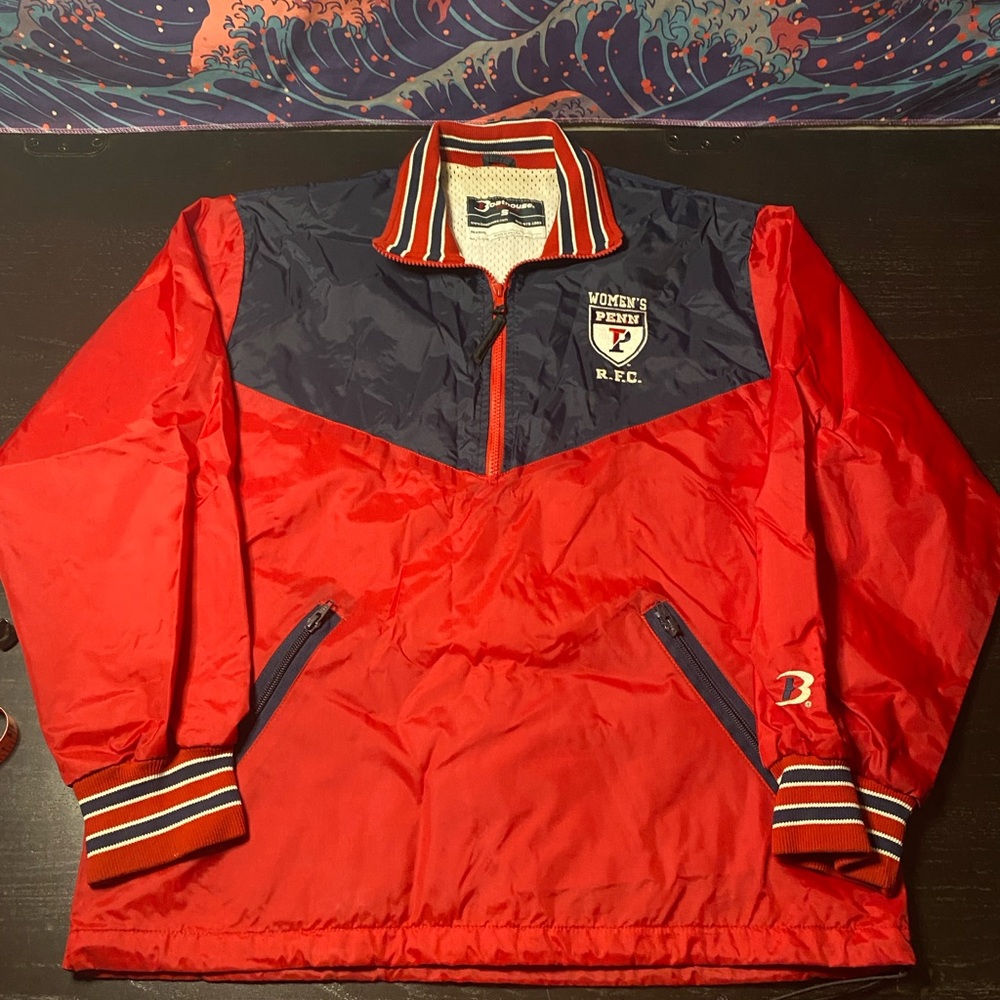 Women’s Red and Navy Varsity Pullover Jacket